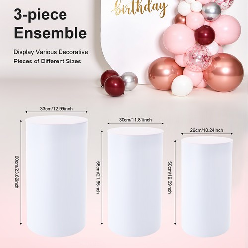 3pcs white round cylinder - 3pcs,