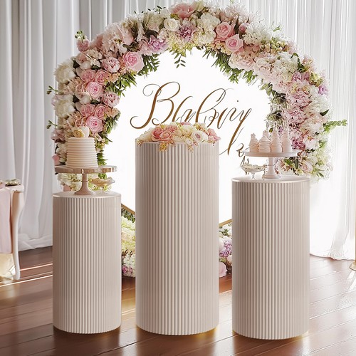 White metal pedestal stands - white,