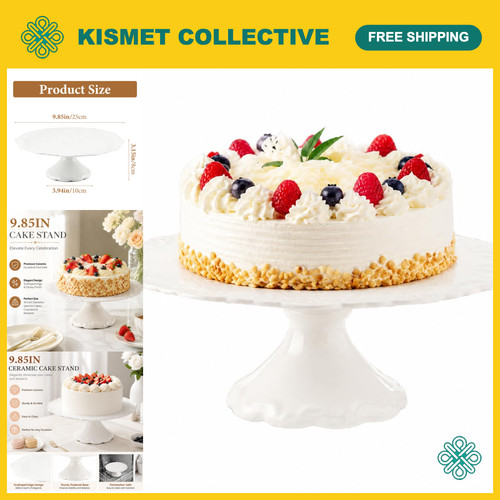 Ceramic cake stand white - 10",