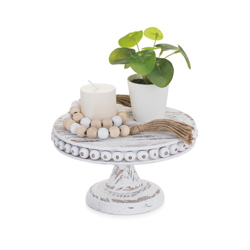 Small wood cake stand white - small,