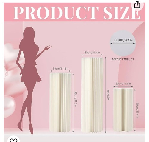Pcs white cylinder pedestal - 3,