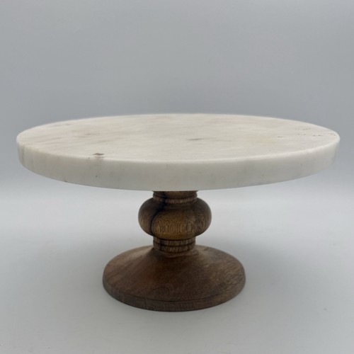 Round marble top - 9in, wood