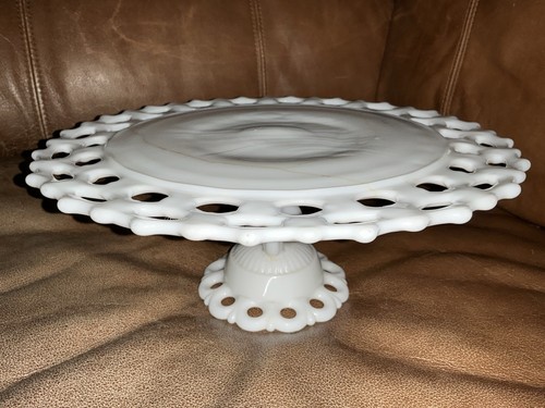 Vintage milk glass cake - milk,